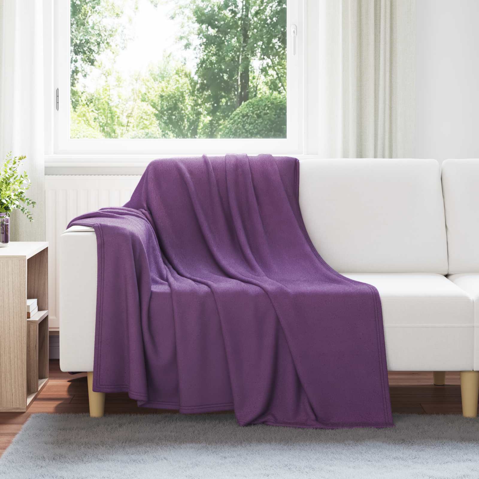 Überwurfdecke Beige 170 x 130 cm Fleece