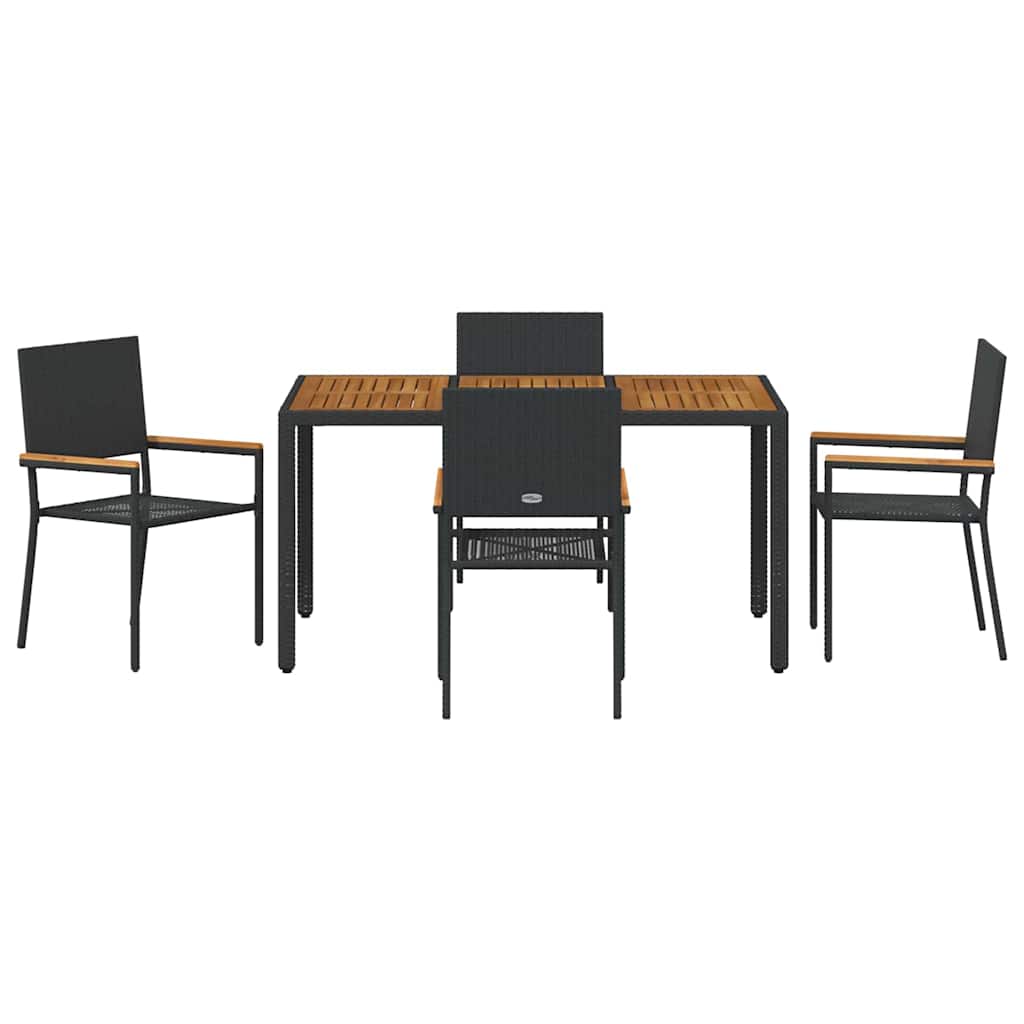 Garten Essgruppe 3 pcs Schwarz Poly-Rattan
