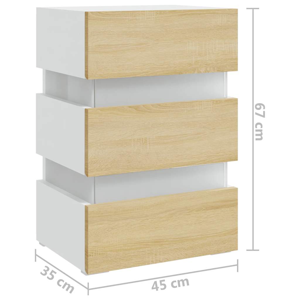 LED-Nachttisch Weiß 45x35x67 cm Holzwerkstoff
