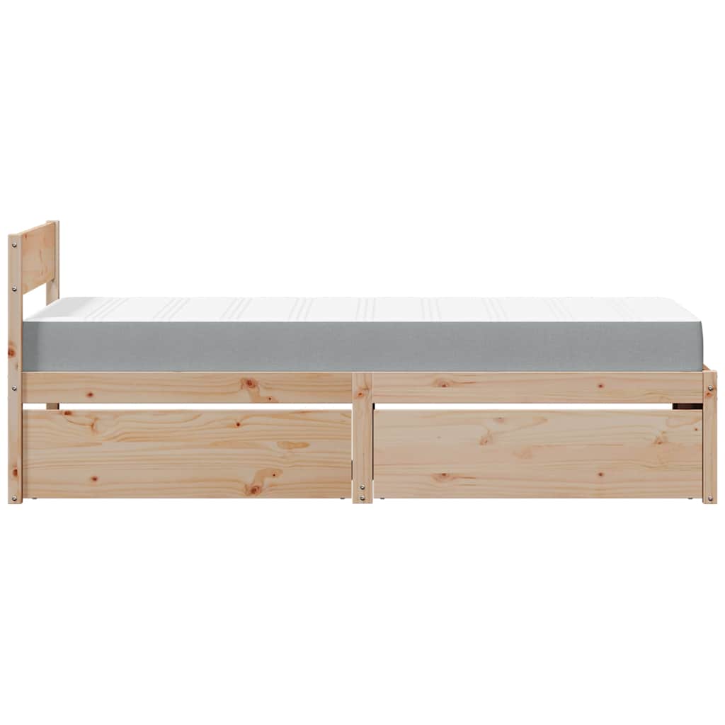 Bett mit Schubladen und Matratze 200x200 cm Massivholz Kiefer