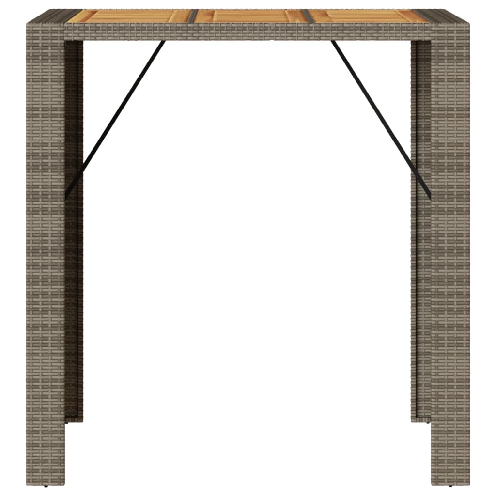 Garten-Bartisch mit Holzplatte Schwarz 105x80x110 cm Polyrattan