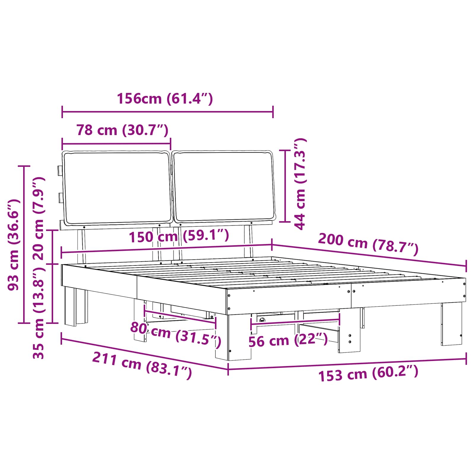 Bettgestell mit gepolstertem Kopfteil Hellgrau 200 x 200 cm