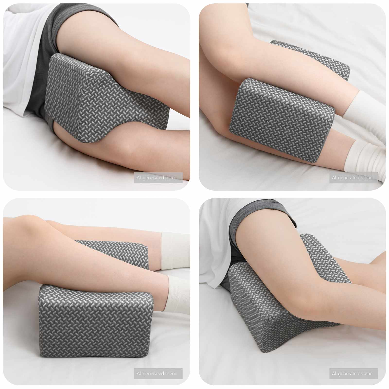 Knee Pillow Weiß Memory-Schaum und Polyester 26 x 21,5 x 15 cm