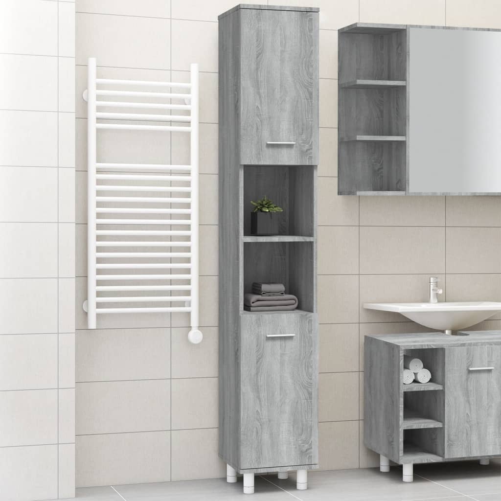 Badezimmerschrank Weiß 30x30x179 cm Holzwerkstoff