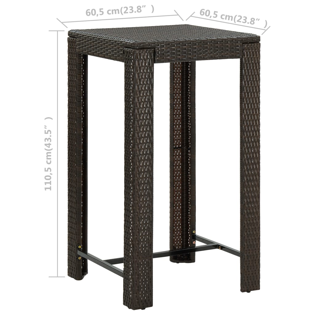 Garten-Bartisch Grau 60,5x60,5x110,5 cm Poly Rattan