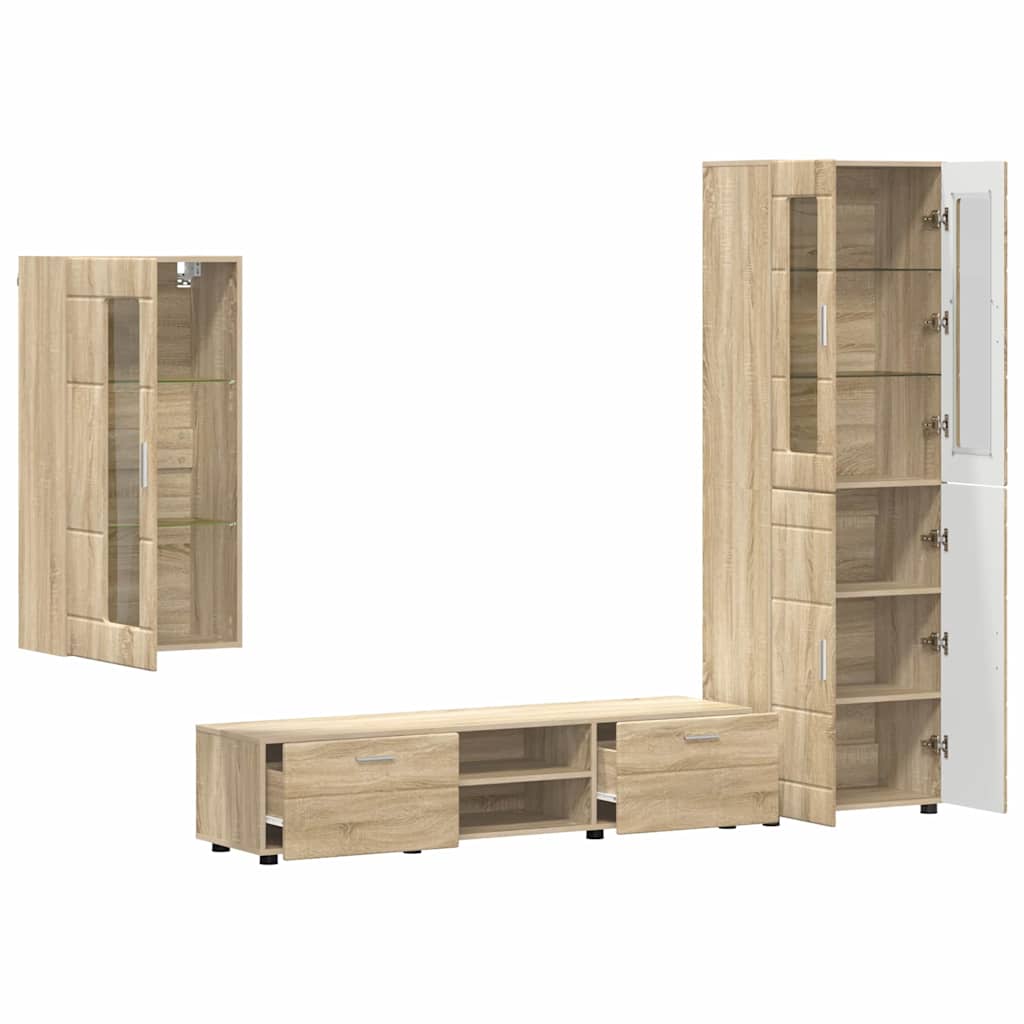 Highboard mit Regal FLORIN Weiß 60 x 35 x 182 cm Holzwerkstoff
