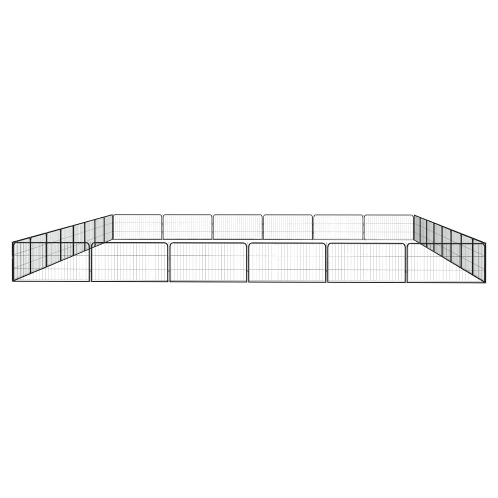 4-tlg. Hundelaufstall Schwarz 100x50cm Stahl Pulverbeschichtung