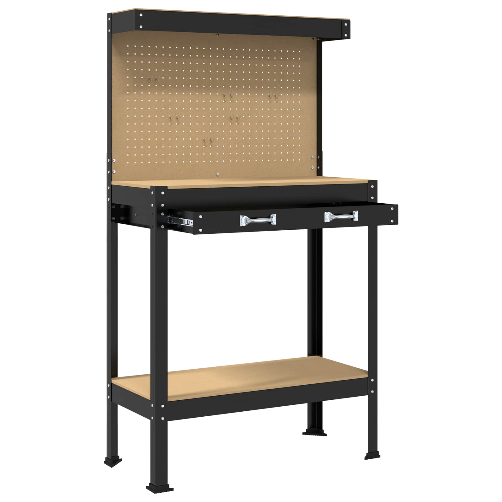 Werkbank mit Lochwand und Schublade