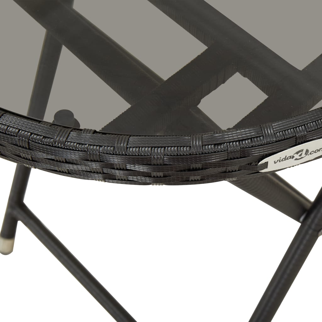 Beistelltisch Braun 60 cm Poly Rattan und Hartglas