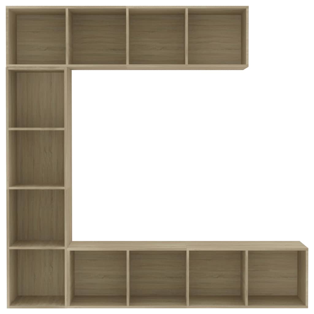 3-tlg. Bücher-/TV-Schrank Set Weiß 180×30×180 cm