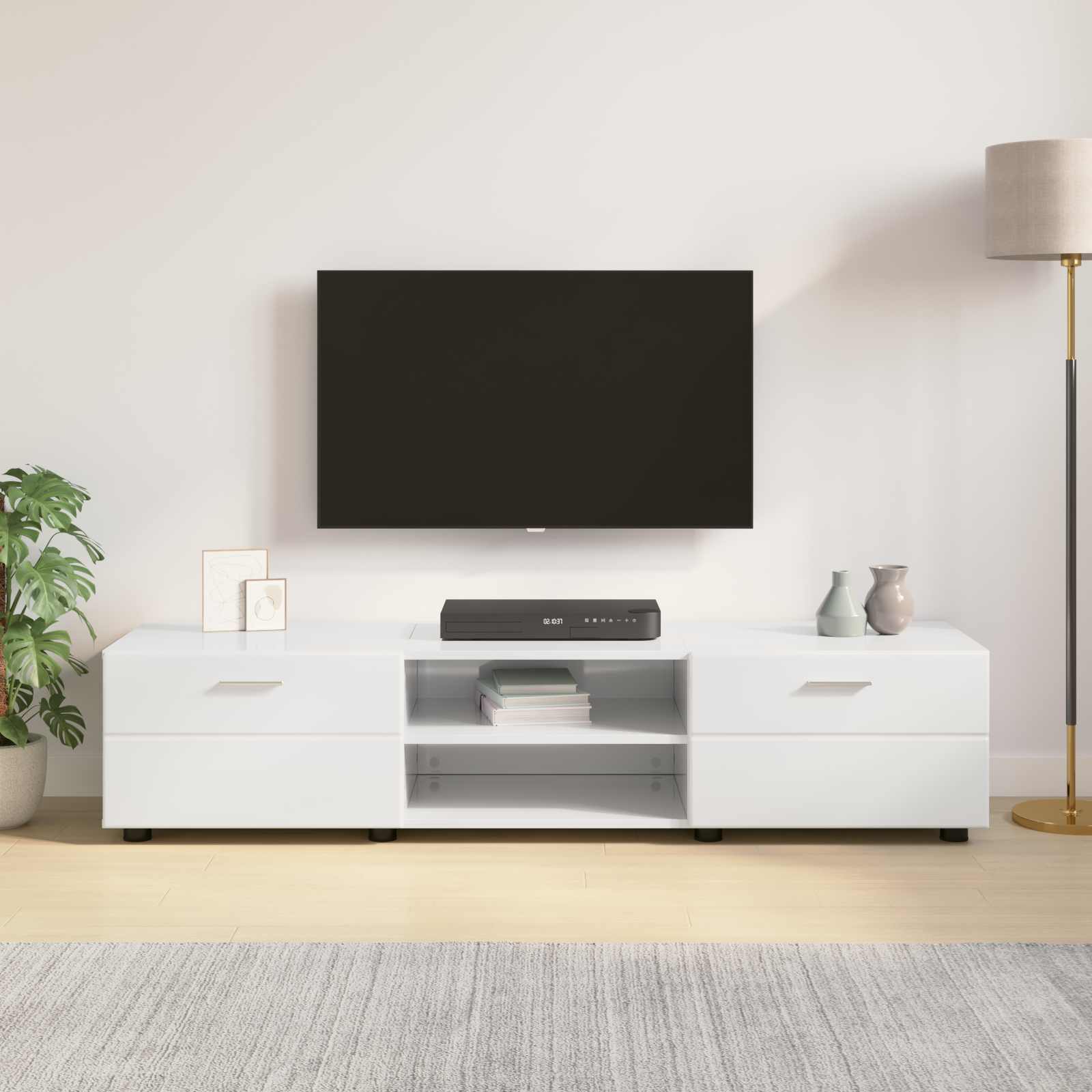 Highboard mit Regal FLORIN Weiß 60 x 35 x 182 cm Holzwerkstoff