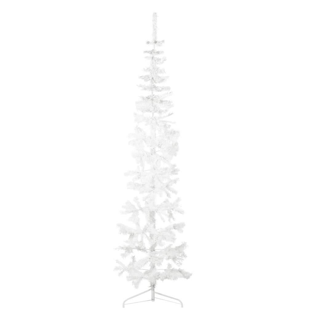Künstlicher Halb-Weihnachtsbaum mit Ständer Schlank Weiß 180 cm