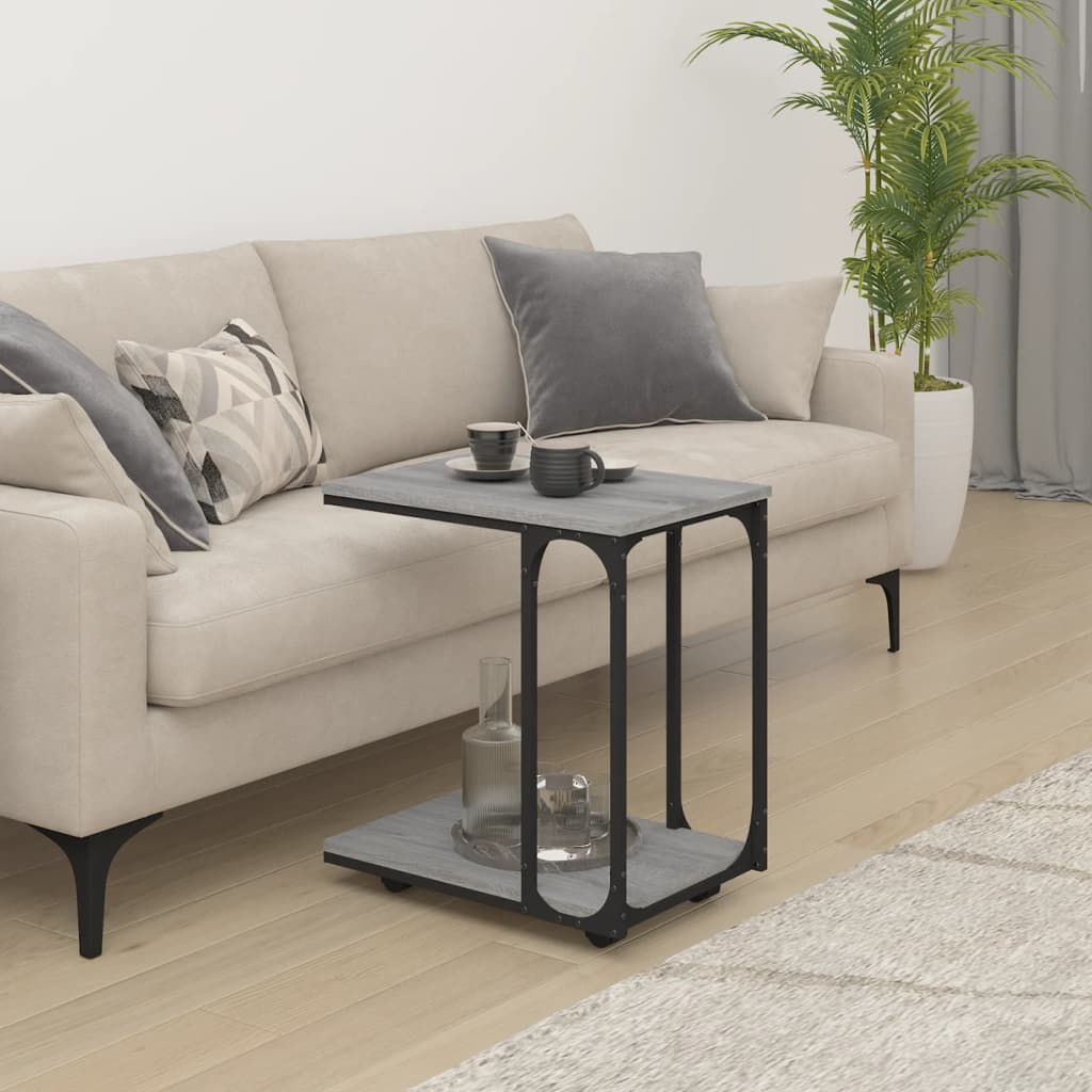 Beistelltisch mit Rollen Schwarz 50x35x55,5 cm Holzwerkstoff