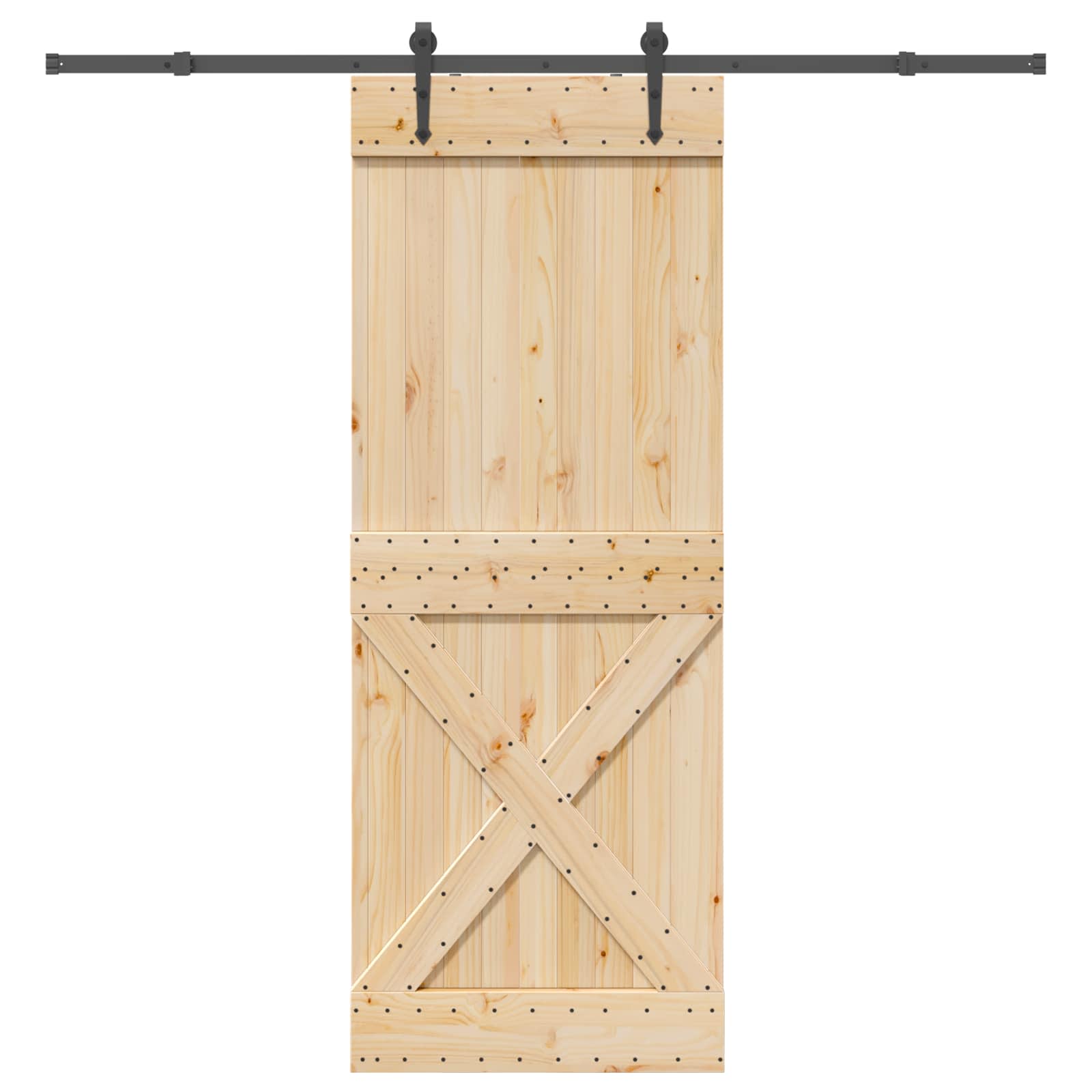 Schiebetür NARVIK Natürlich und Schwarz 70 x 210 cm (152,5 cm)