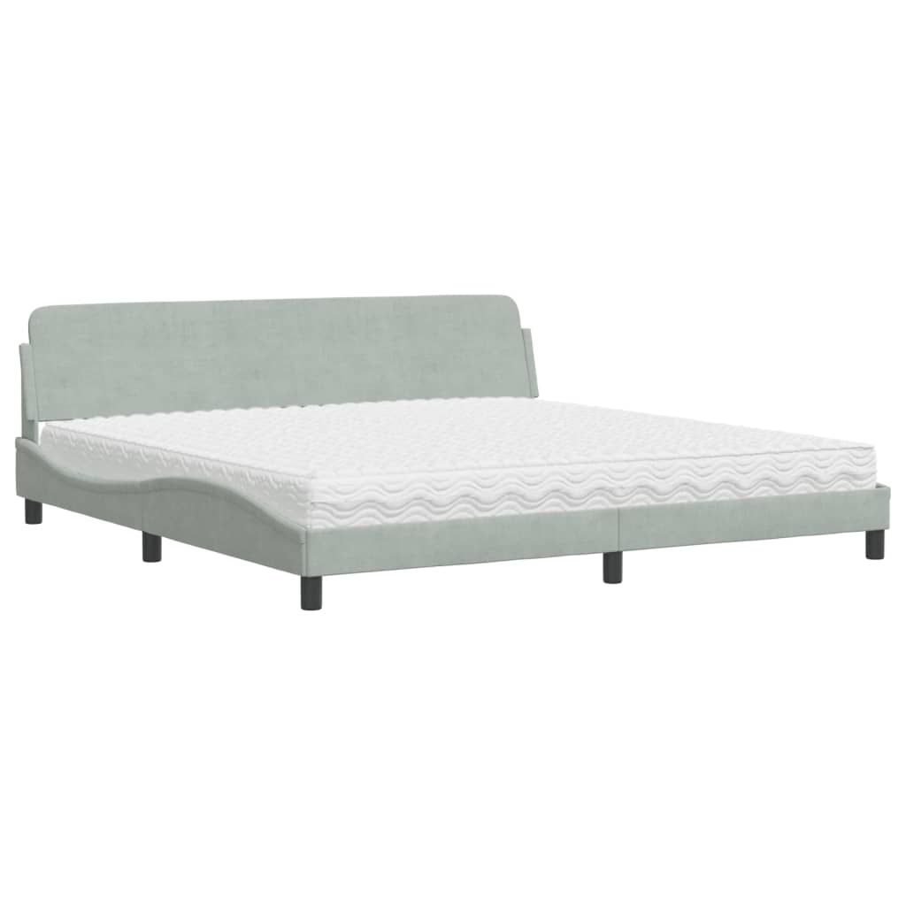 Bett mit Matratze "Dover" Hellgrau 80x200 cm Samt