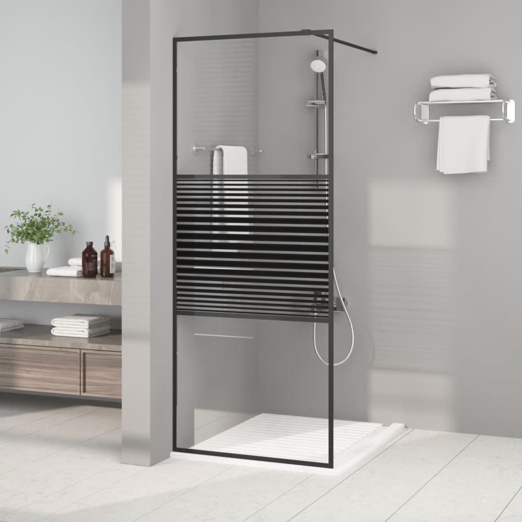 Duschwand für Begehbare Dusche Schwarz 100x195 cm ESG-Glas Klar