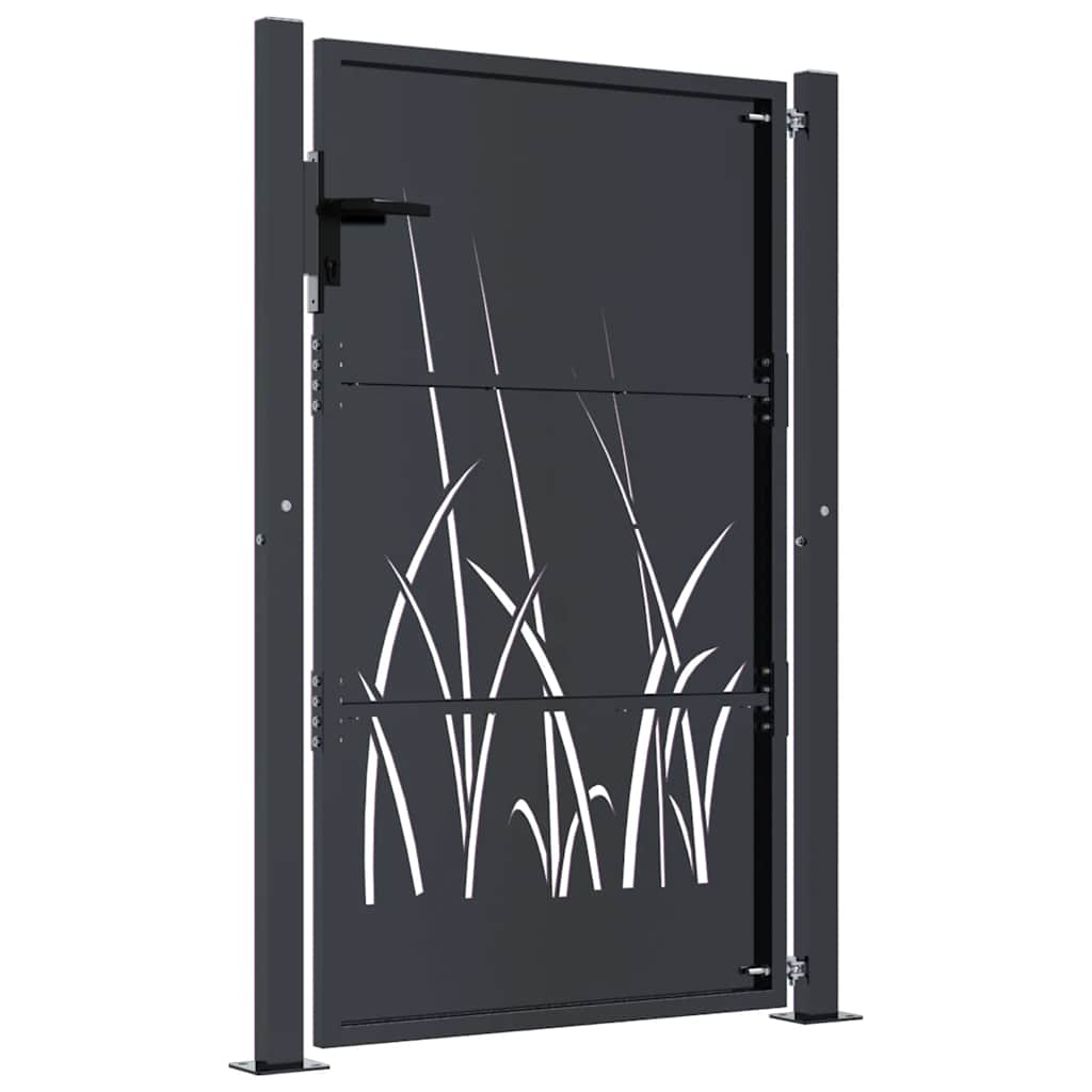 Gartentor Anthrazit 100x75 cm Stahl Gras-Design