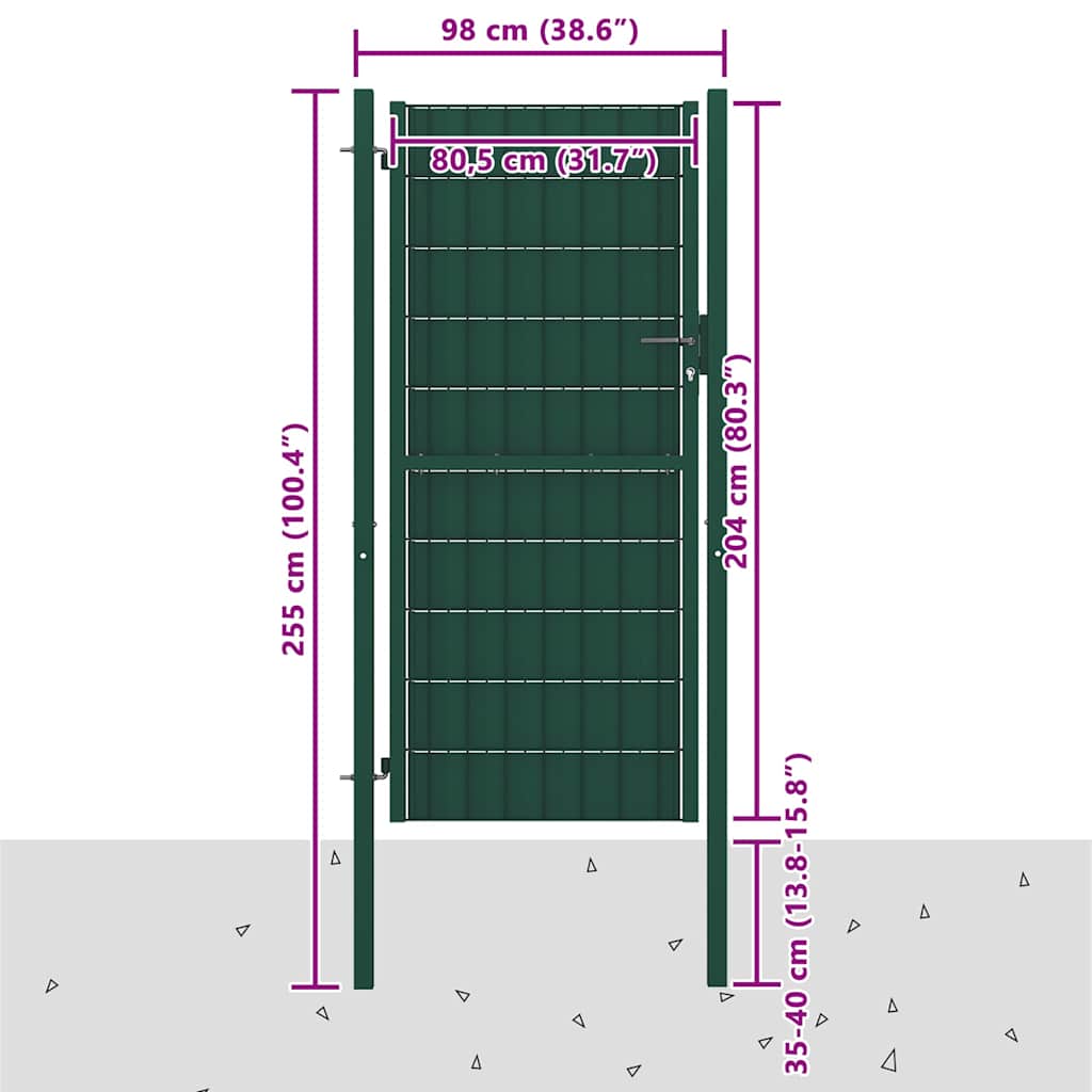 Zauntor aus PVC und Stahl 100 x 81 cm Grün