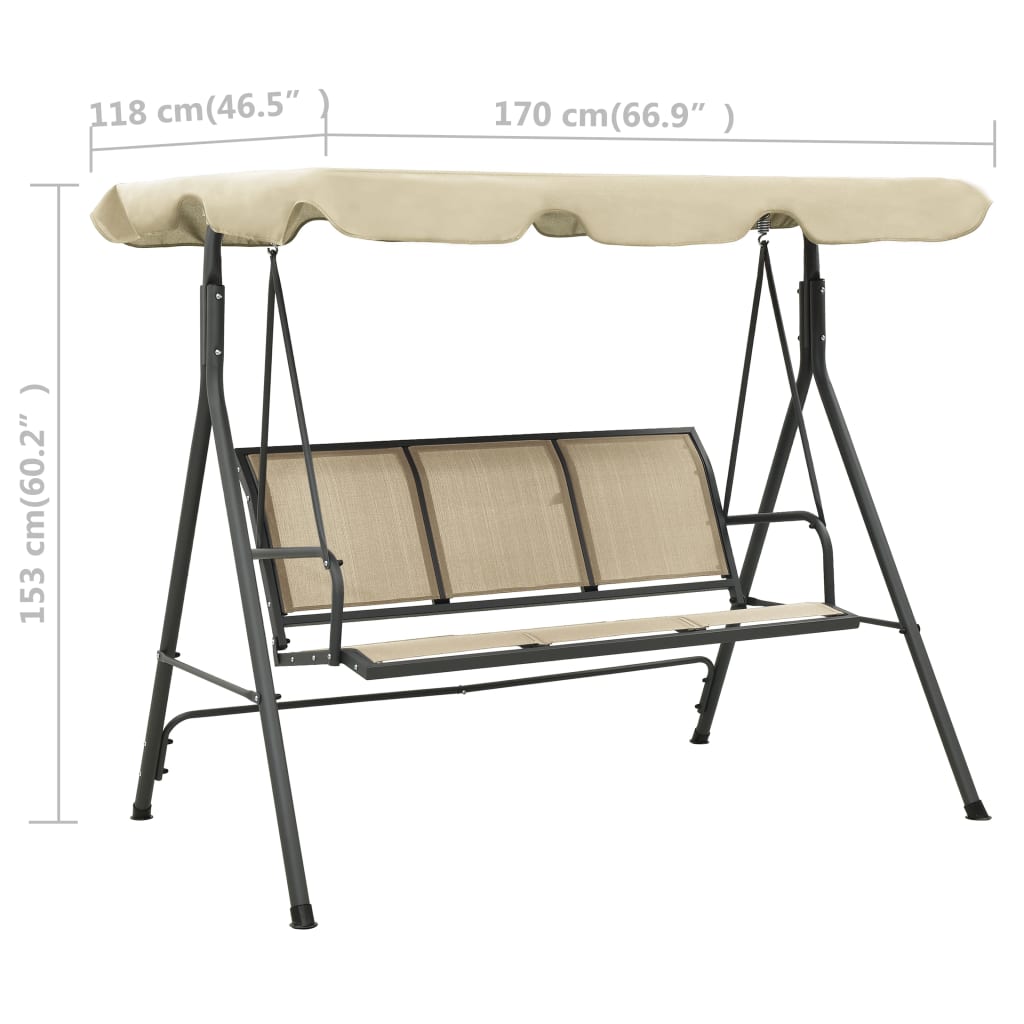 Hollywoodschaukel Grün 170 cm Textilene und Stahl