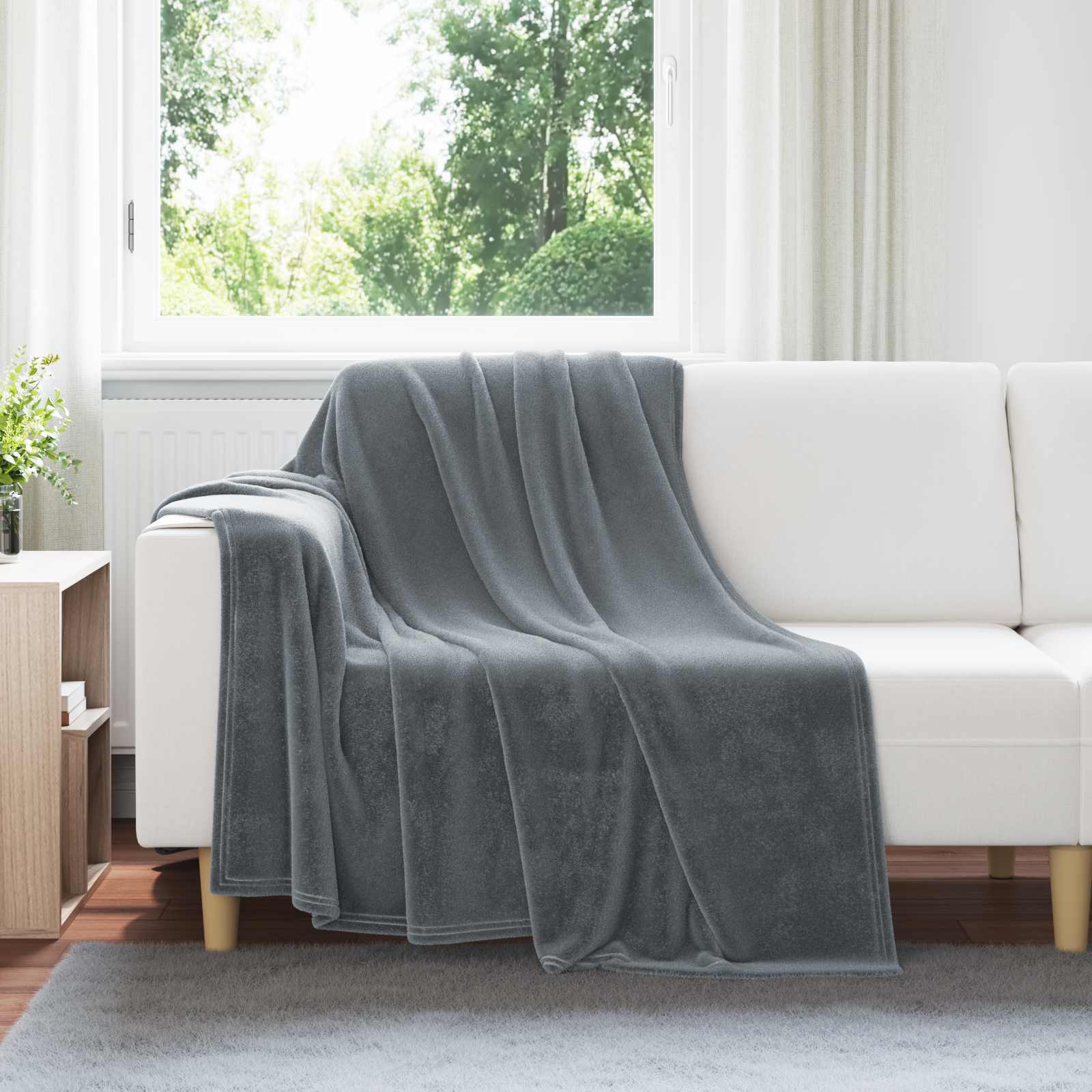 Überwurfdecke Beige 130 x 150 cm Fleece
