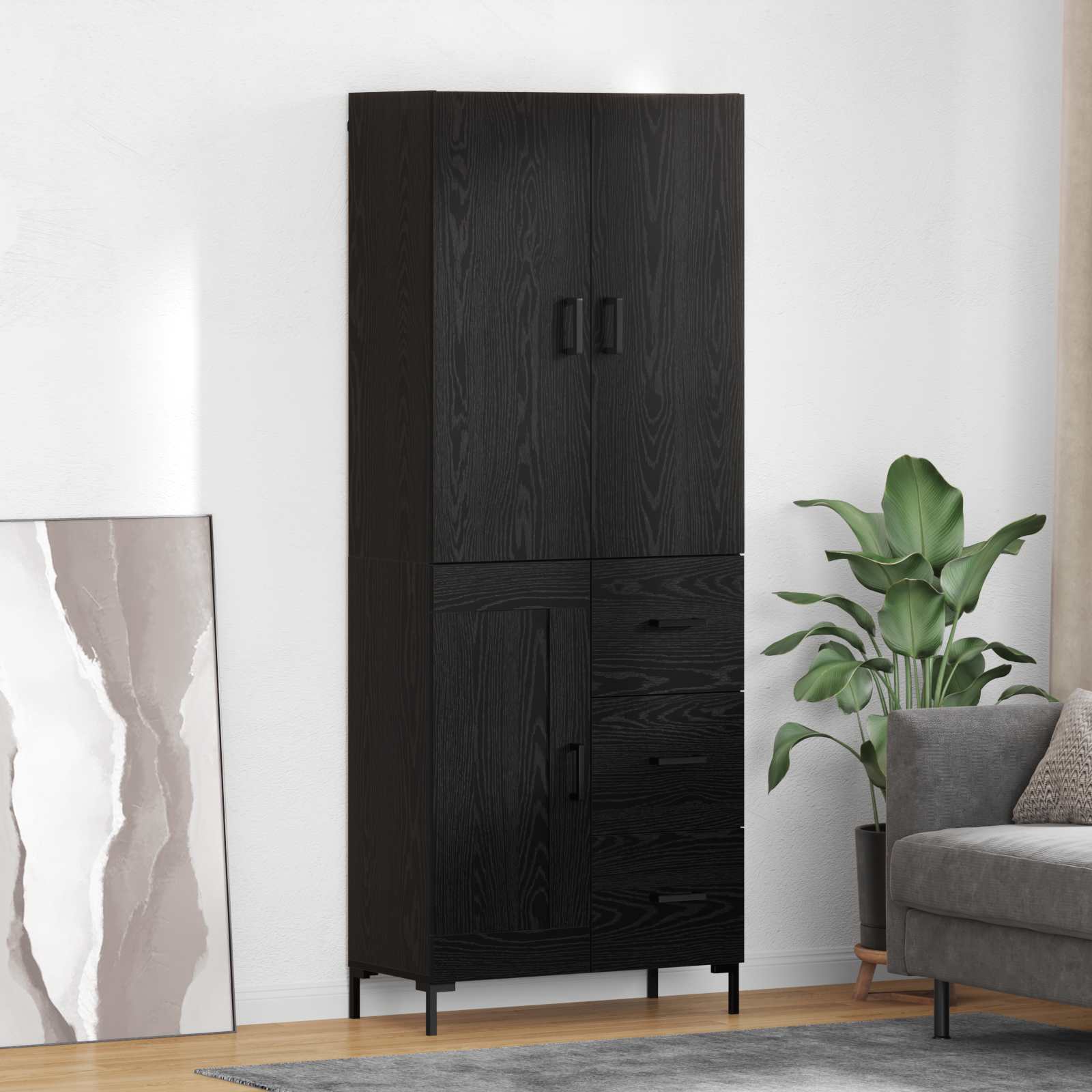 Highboard Betongrau 69,5x34x180 cm Holzwerkstoff