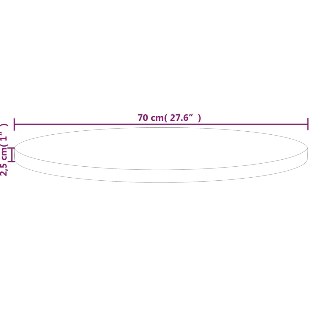 Runde Tischplatte Ø30x1,5 cm Unbehandeltes Massivholz Eiche