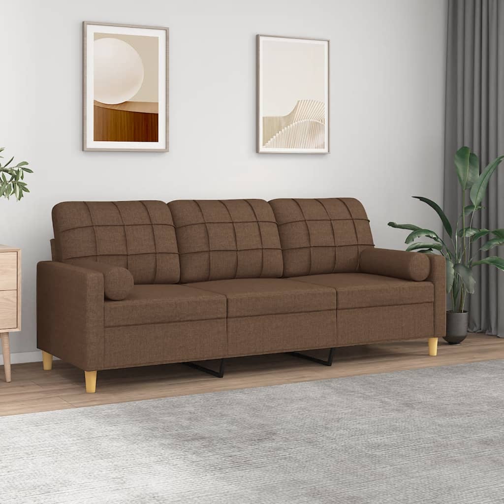 2-Sitzer-Sofa mit Zierkissen Braun 120 cm Stoff
