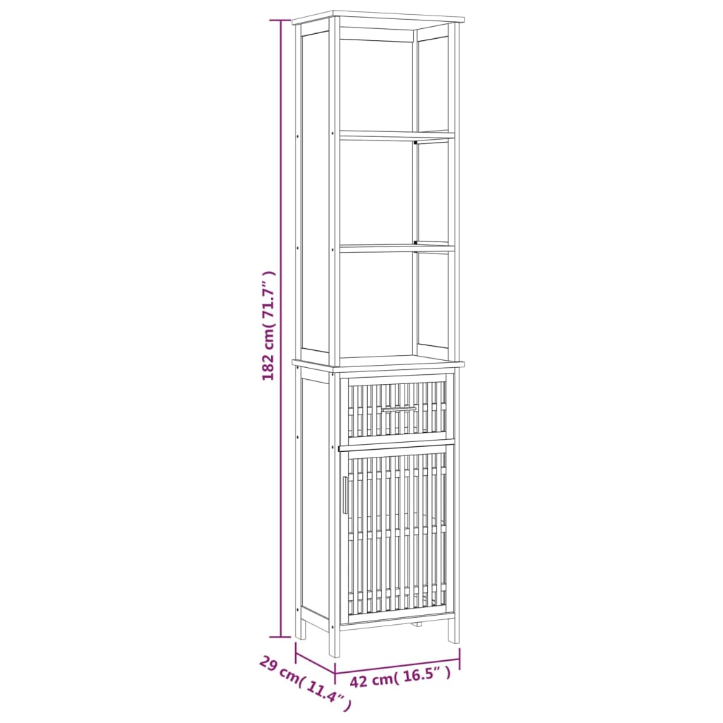 Badschrank 42x29x82 cm Massivholz Nussbaum