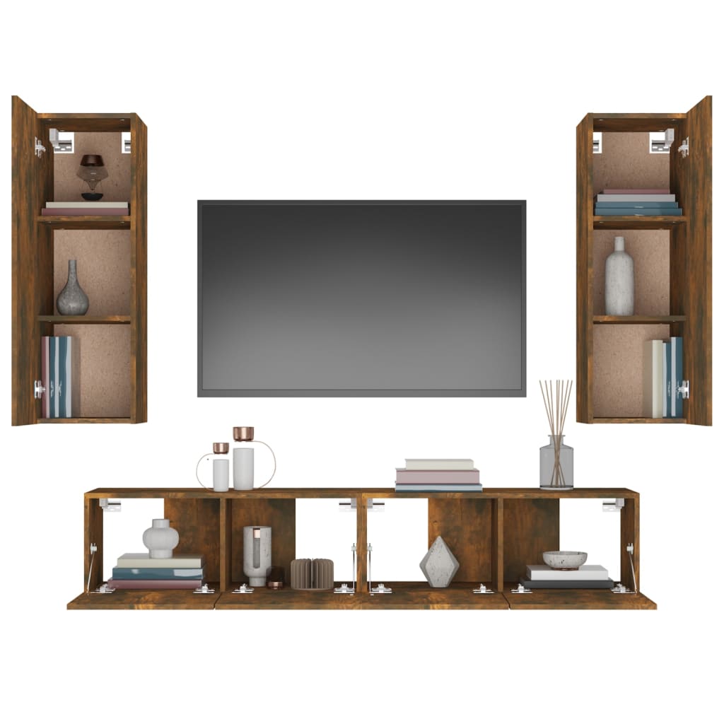 4-tlg. TV-Schrank-Set Weiß Holzwerkstoff