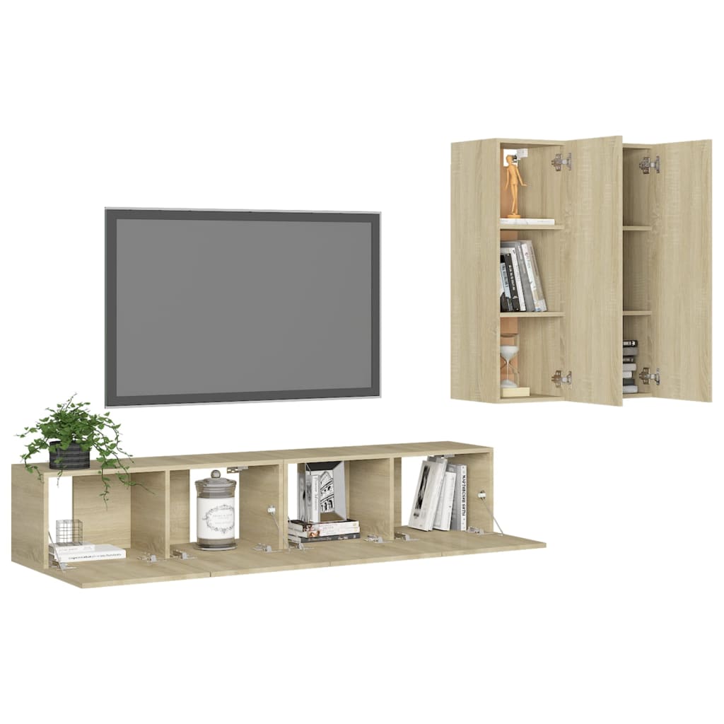 4-tlg. TV-Schrank-Set Weiß Holzwerkstoff