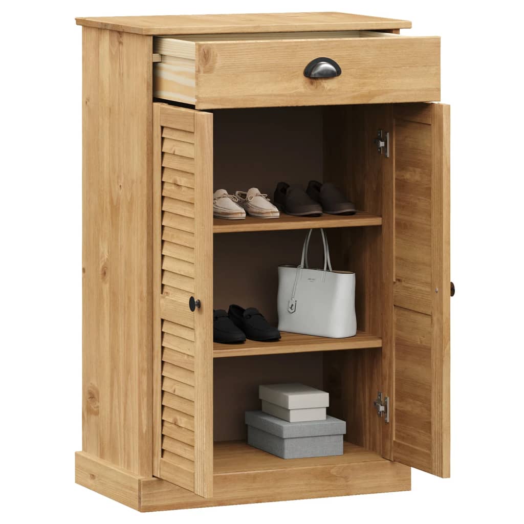 Schuhschrank VIGO Weiß 60x35x96 cm Massivholz Kiefer