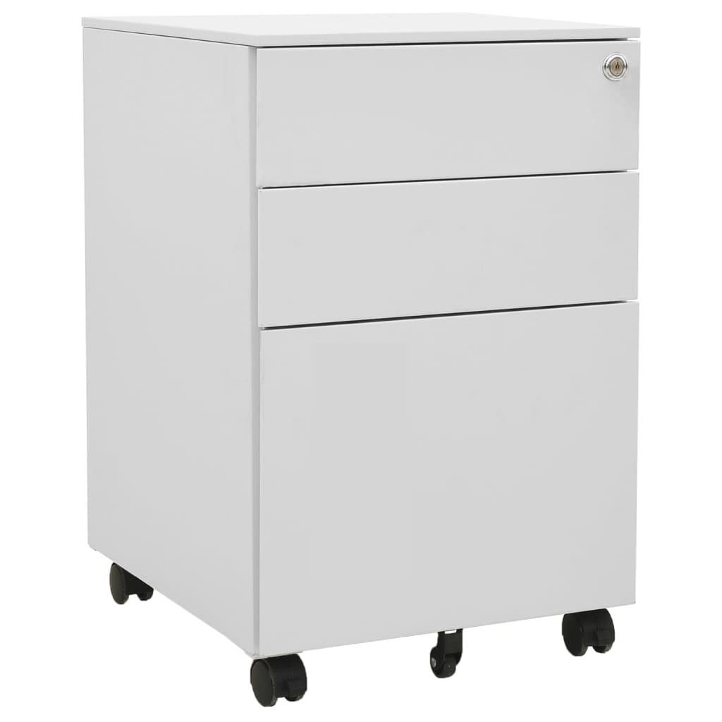 Aktenschrank mit Rollen Weiß 39x45x60 cm Stahl
