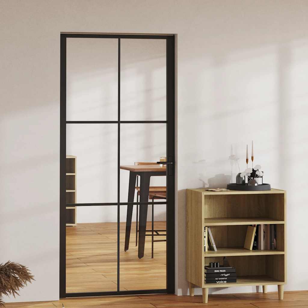 Innentür ESG Glas und Aluminium 76x201,5 cm Schwarz