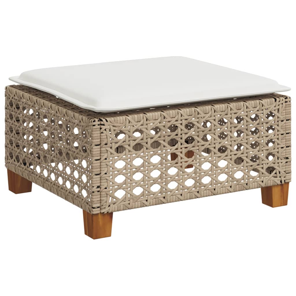 Gartenhocker mit Kissen Schwarz 63,5x56x32 cm Poly Rattan