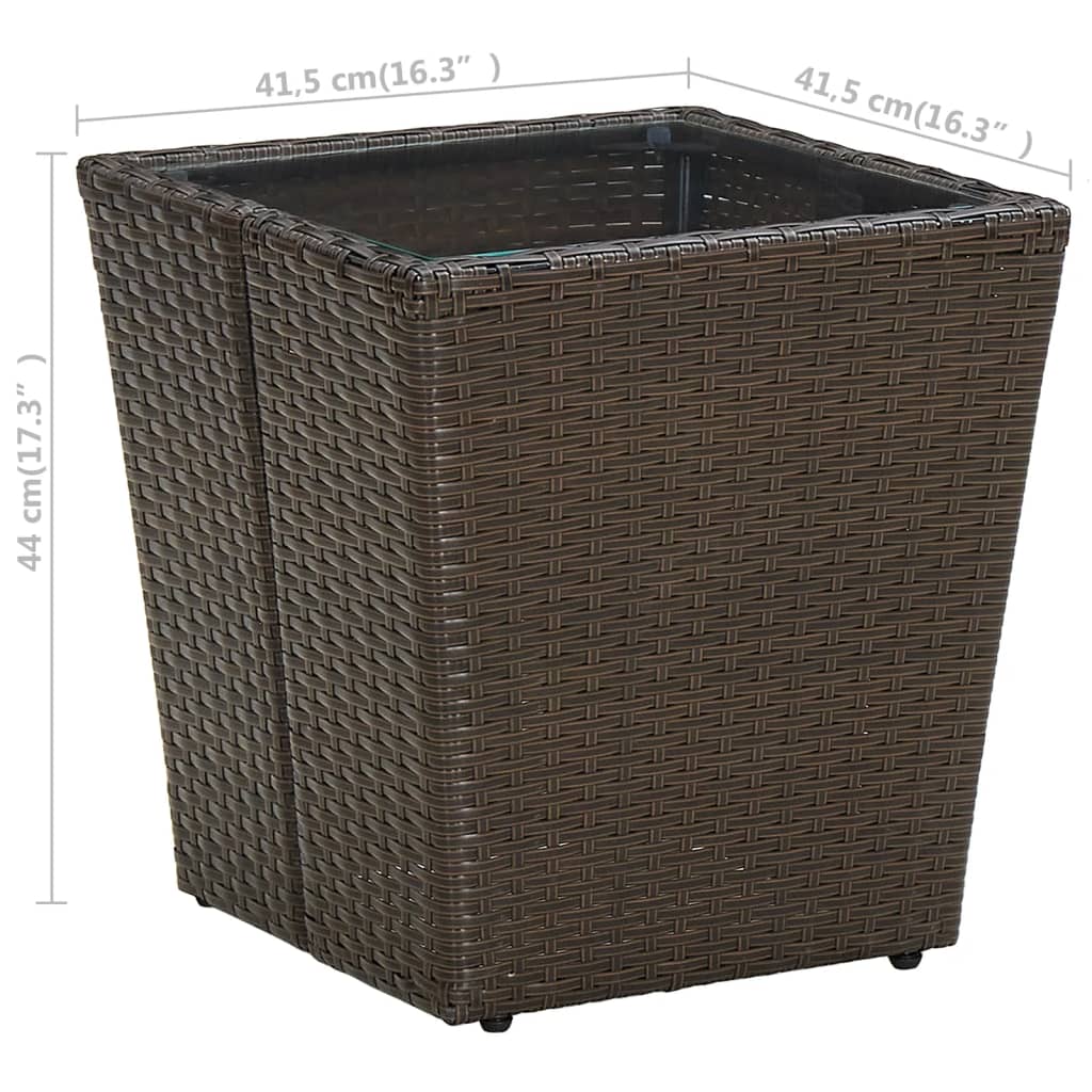 Beistelltisch Beige 41,5x41,5x44 cm Poly Rattan und Hartglas