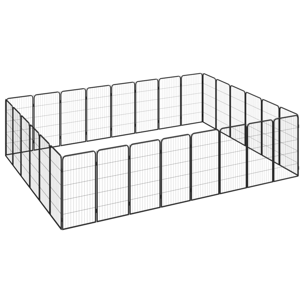 4-tlg. Hundelaufstall Schwarz 50x100cm Stahl Pulverbeschichtung