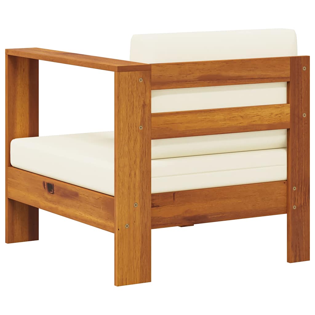 2-tlg. Garten-Lounge-Set mit Cremeweißen Kissen Akazienholz