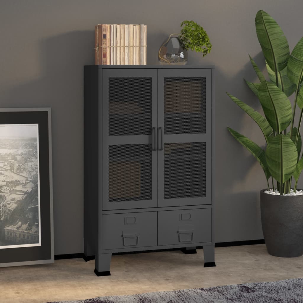 Lagerschrank Industrial Schwarz 70x40x115 cm Metall