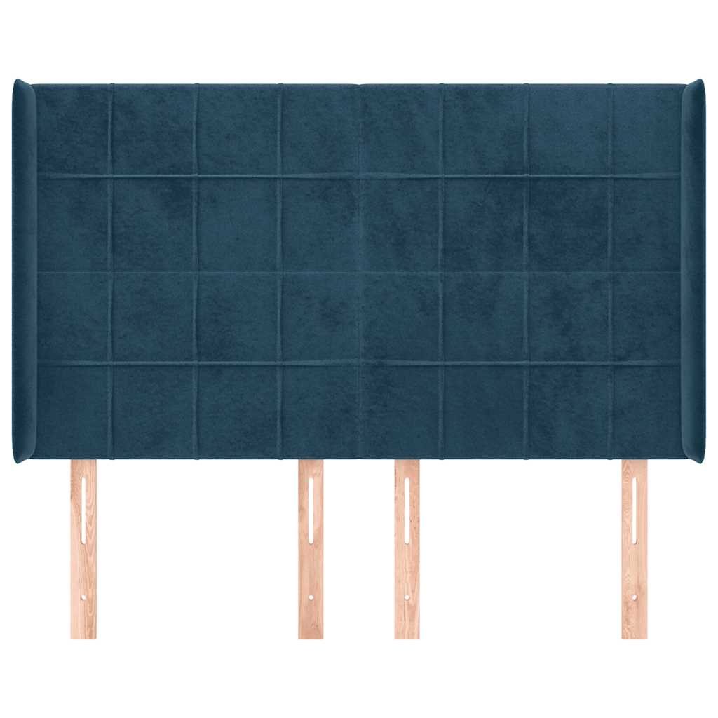 Kopfteil mit Ohren Dunkelblau 93x16x78/88 cm Samt