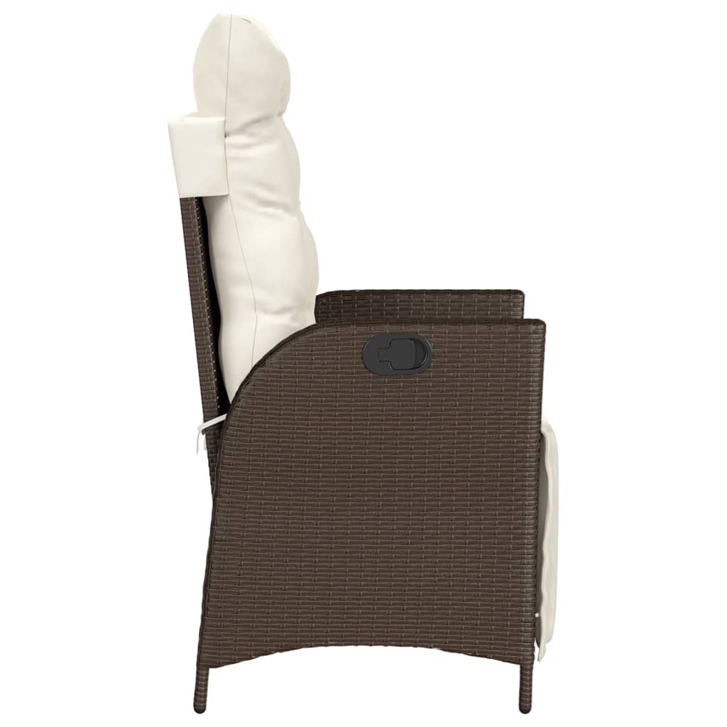Gartensessel Verstellbar mit Kissen Schwarz Poly Rattan