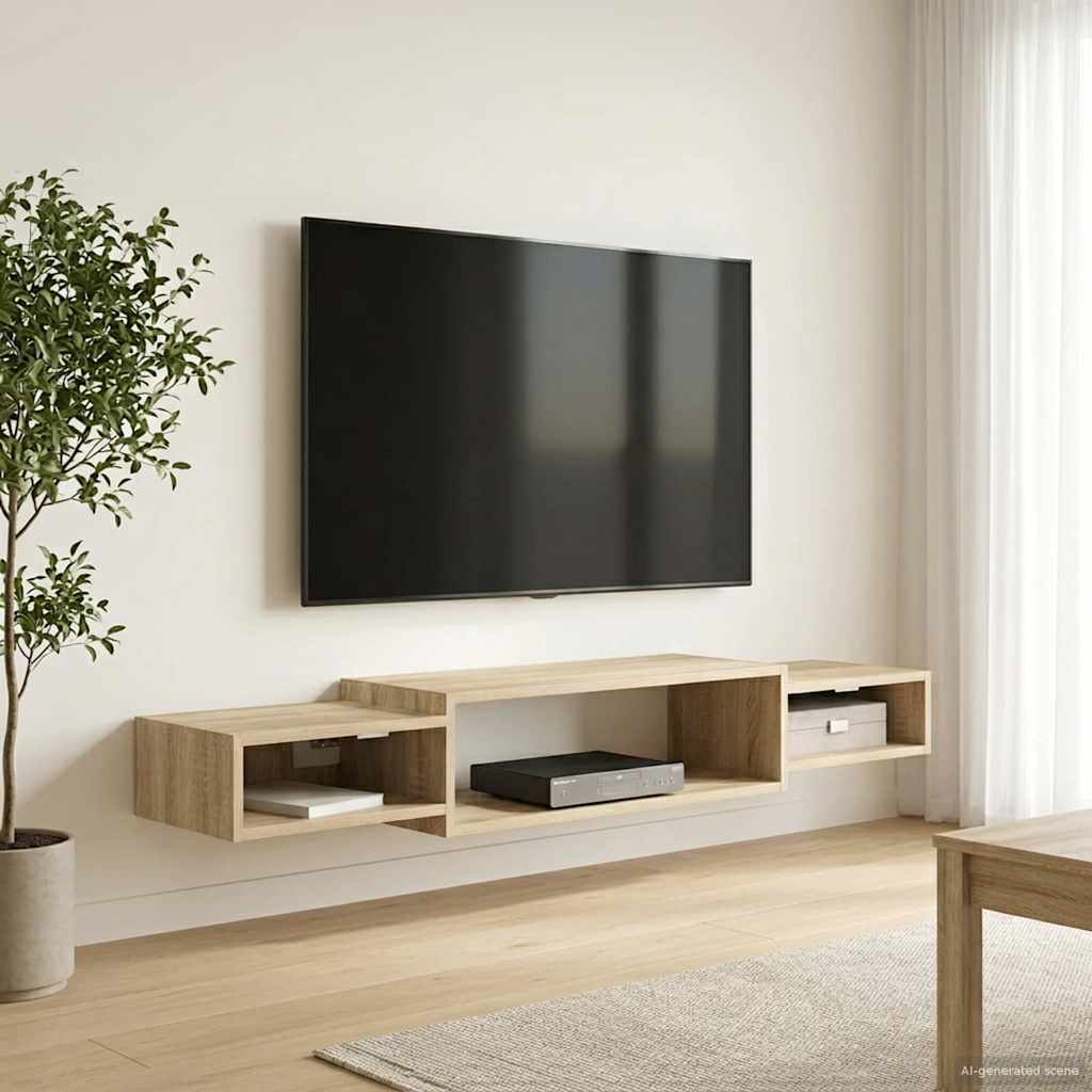 Wandmontierter TV-Schrank Wandhalterung Weiß 140 x 28 x 21 cm
