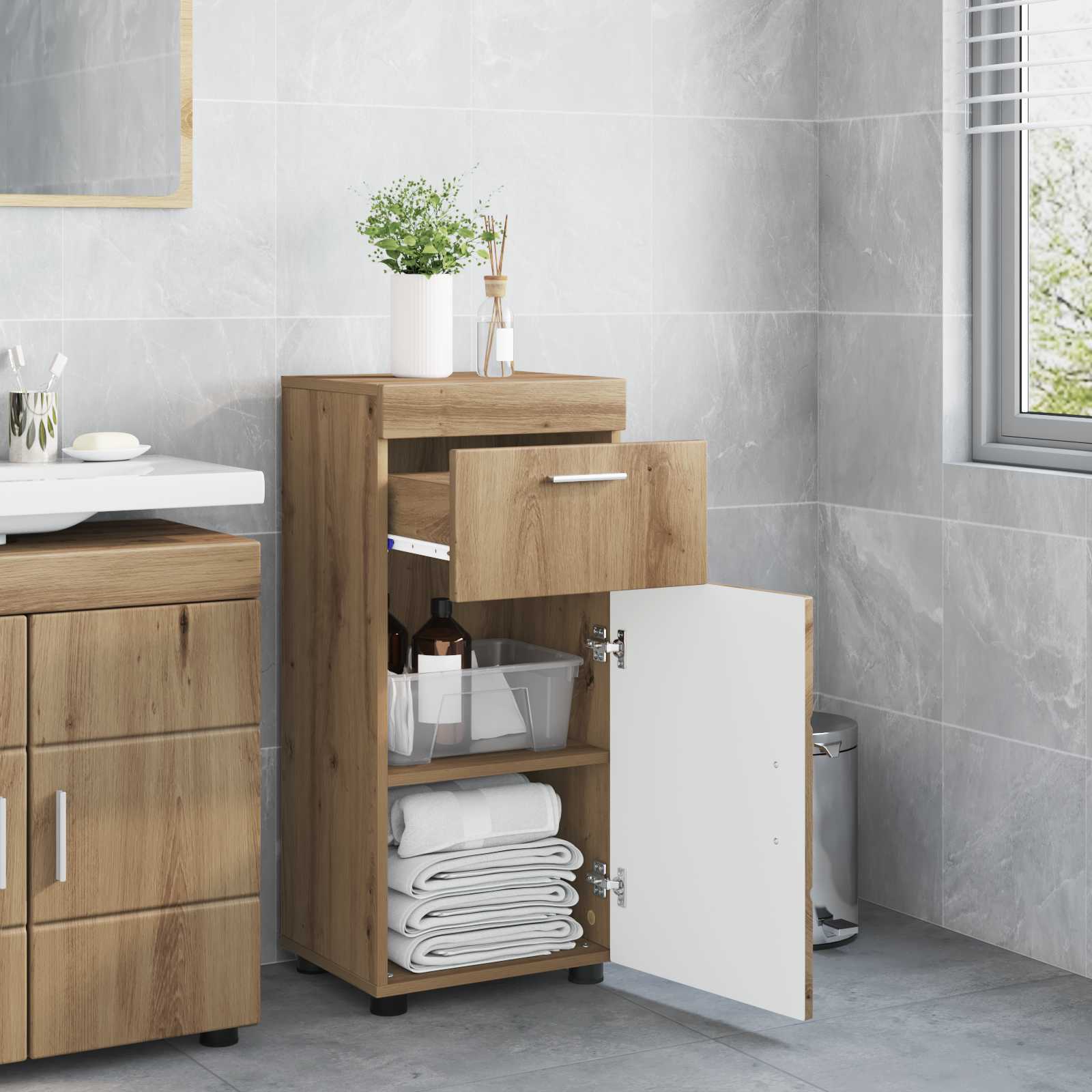 Badezimmermöbel-Set TULUM 2 pcs Weiß 60 x 34 x 63 cm