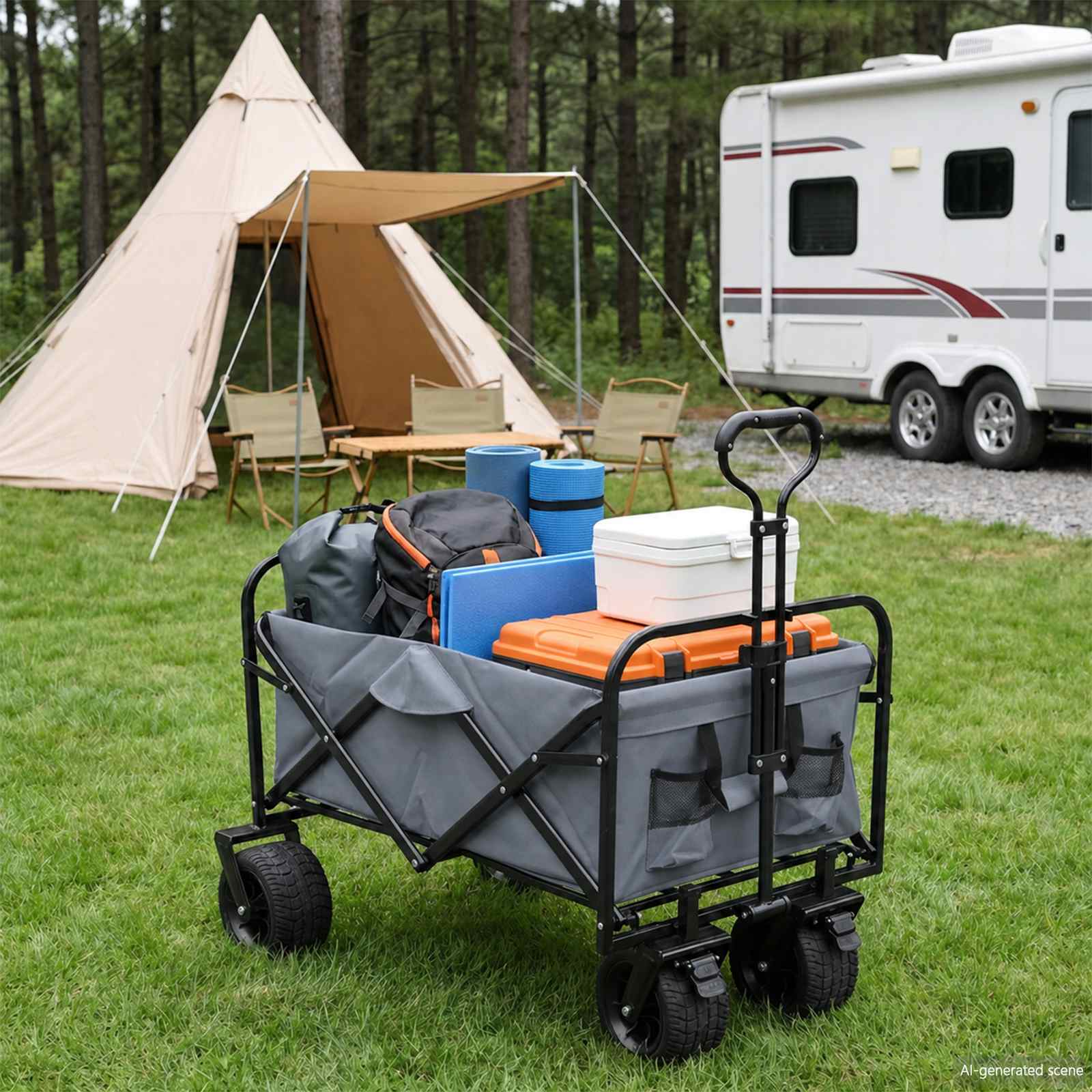 Faltwagen Blau 89 x 63 x 96 cm Stahl und Polyester-Oxford