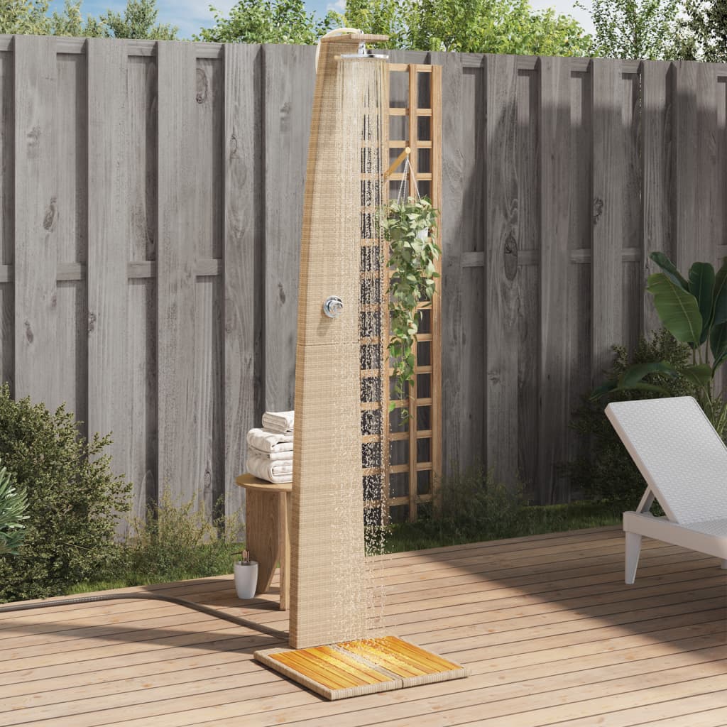 Gartendusche Schwarz 55x60x224 cm Poly Rattan und Akazienholz