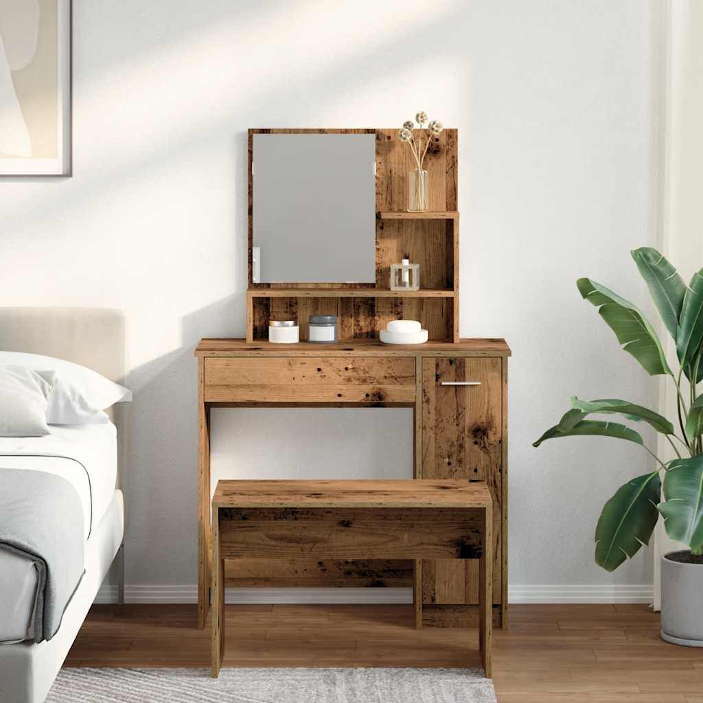 Schminktisch-Set Weiß 86,5x35x136 cm