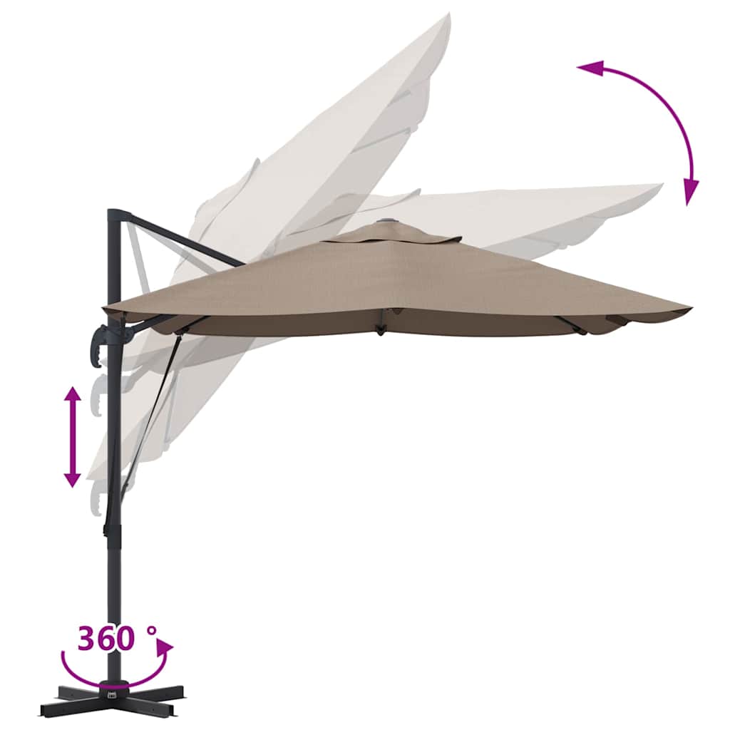 Sonnenschirm Sand 351 x 250 x 260 cm Polyester und Aluminium