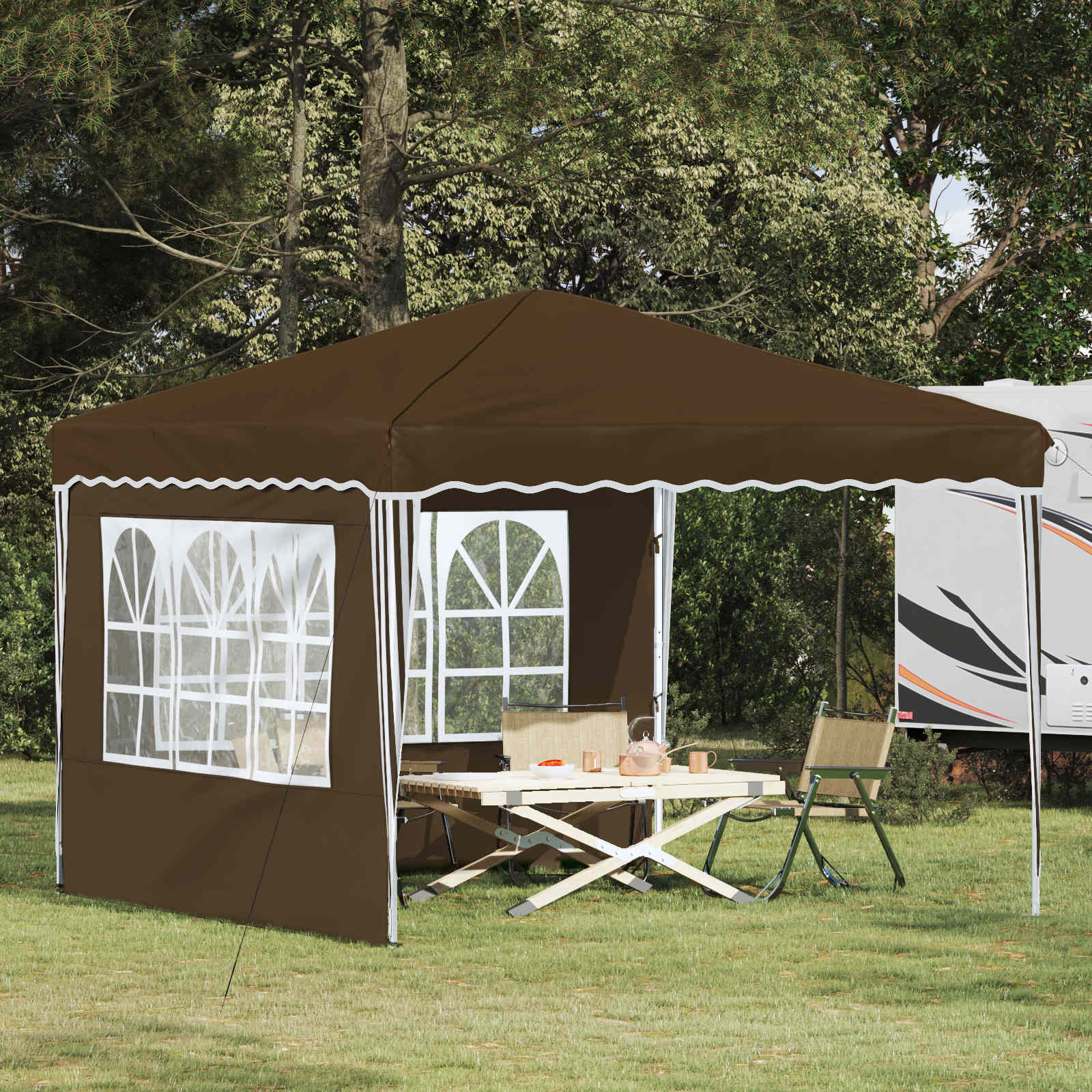 Pop-up Partyzelt 288 x 288 x 245 cm Creme Oxford-Stoff