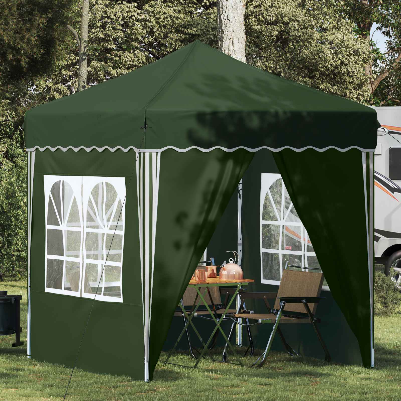 Pop-up Partyzelt 195 x 195 x 245 cm Creme Oxford-Stoff