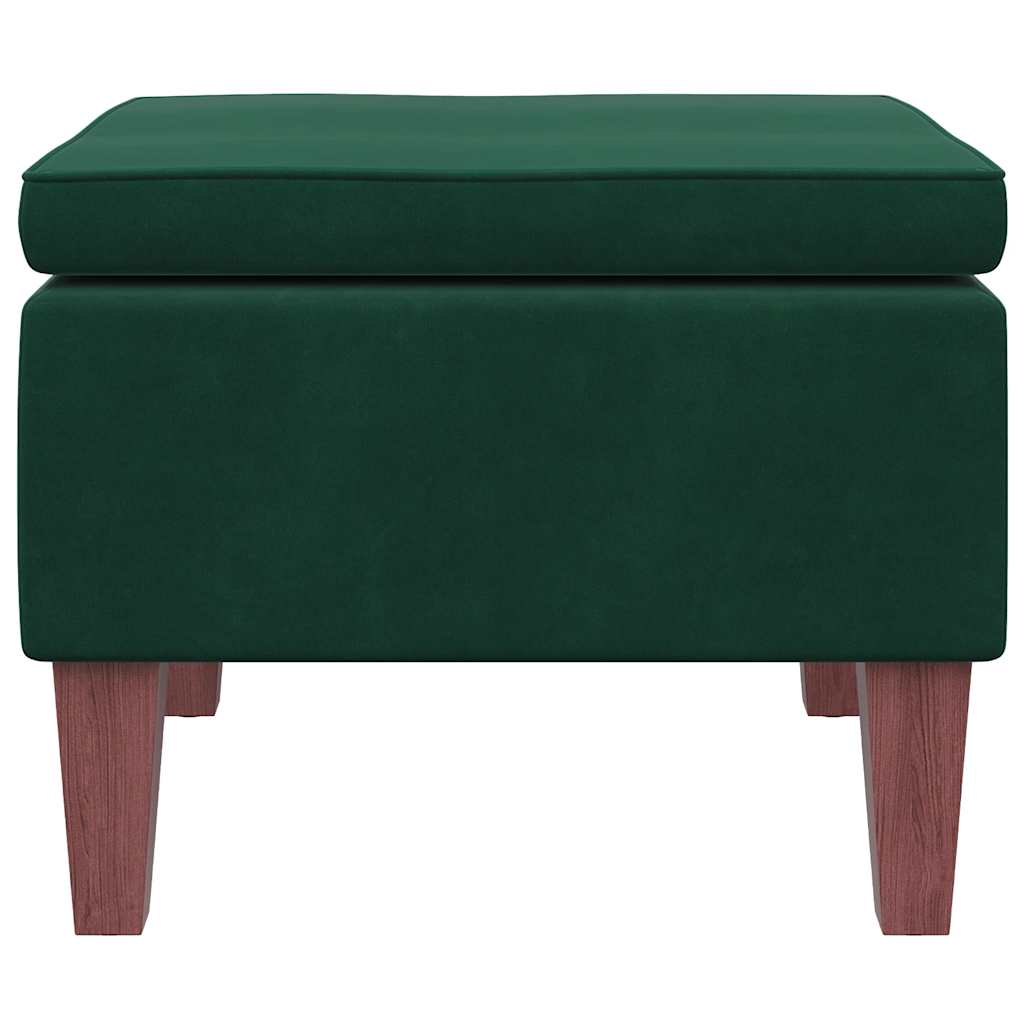 Hocker mit Holzbeinen Dunkelgrau Samt