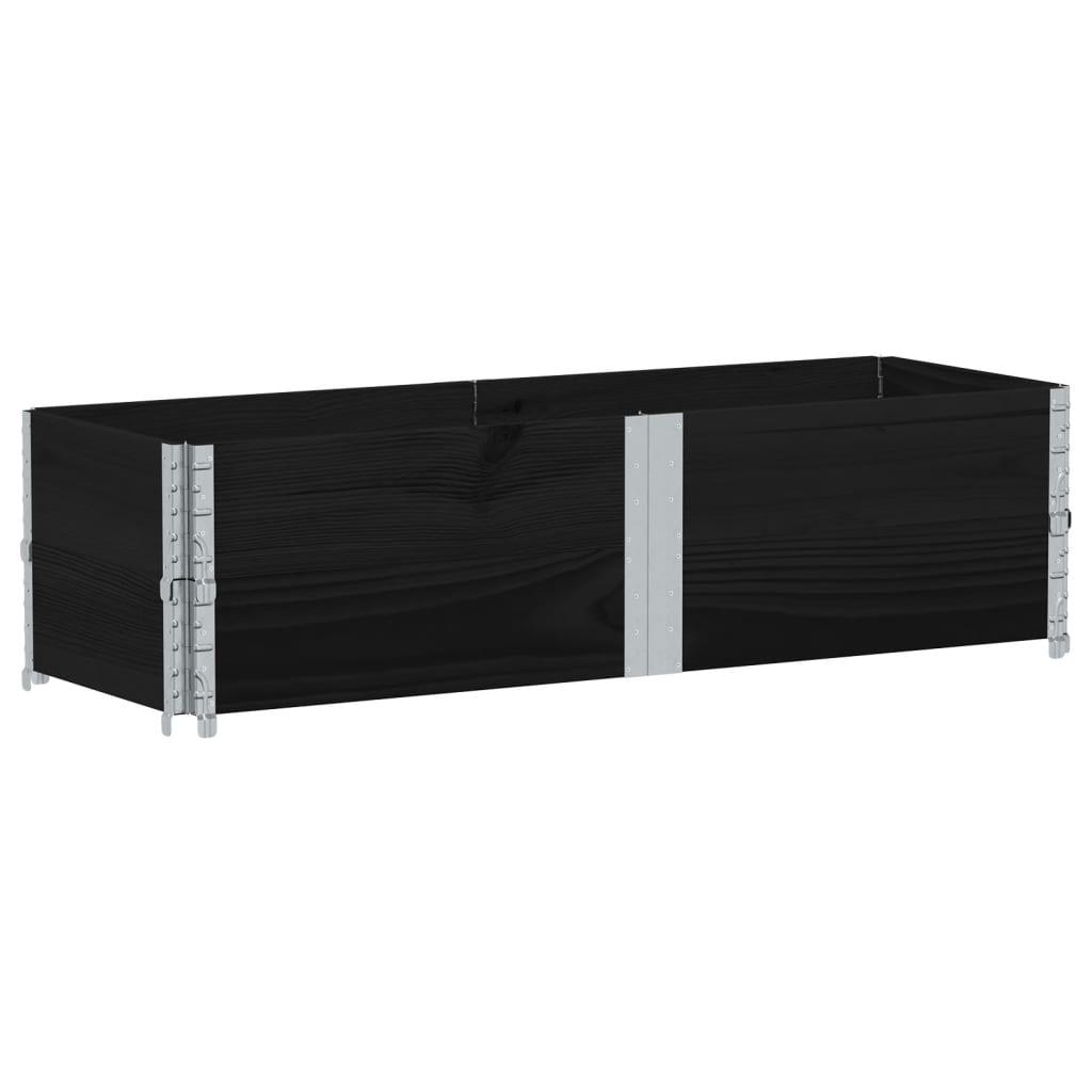 Paletten-Aufsatzrahmen Schwarz 80x60 cm Massivholz Kiefer